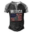 Merica Patriotic Apparel Statue Of Liberty American Flag Men's Henley Raglan T-Shirt Black Grey