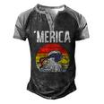 Merica Retro Eagle Bandana American Flag 4Th Of July Fourth Men's Henley Raglan T-Shirt Black Grey