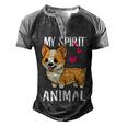 My Spirit Animal Corgi Dog Love-R Dad Mom Boy Girl Funny Men's Henley Shirt Raglan Sleeve 3D Print T-shirt Black Grey
