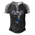 New Jersey Thin Blue Line Flag And Angel For Law Enforcement Men's Henley Raglan T-Shirt Black Grey