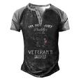 Womens Im Not Just Daddys Little Girl Im Veterans Daughter V-Neck Men's Henley Raglan T-Shirt Black Grey