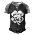 Mens One Lucky Dad Shamrock Four Leaf Clover St Patricks Day Men's Henley Raglan T-Shirt Black Grey