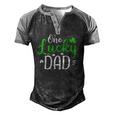 One Lucky Dad St Patricks Day Daddy Men's Henley Raglan T-Shirt Black Grey