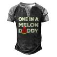 Mens One In A Melon Daddy Watermelon Dad Fathers Day Men's Henley Raglan T-Shirt Black Grey