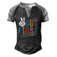 Peace Out First Grade Last Day Of School 2022 Graduation Men's Henley Raglan T-Shirt Black Grey