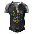 Peace In The Crest Of Ukraine Peace And Solidarity For Ukraine Men's Henley Shirt Raglan Sleeve 3D Print T-shirt Black Grey