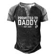Promoted To Daddy 2021 For First Time Fathers New Dad Men's Henley Raglan T-Shirt Black Grey