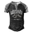 Promoted To Godfather 2022 For First Time Fathers New Dad Men's Henley Raglan T-Shirt Black Grey