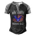 Im A Proud Air Force Bonus Dad With American Flag Veteran Men's Henley Raglan T-Shirt Black Grey