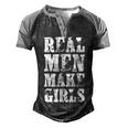 Real Men Daughter Fathers Day Dad Men's Henley Raglan T-Shirt Black Grey