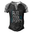 Reel Cool Poppy Fishing Fathers Day Fisherman Poppy Men's Henley Raglan T-Shirt Black Grey