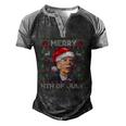 Santa Joe Biden Merry 4Th Of July Ugly Christmas Men's Henley Raglan T-Shirt Black Grey