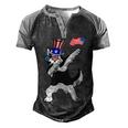 Siberian Husky Dabbing Dog Dad 4Th Of July Men's Henley Shirt Raglan Sleeve 3D Print T-shirt Black Grey