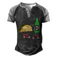 Smilealot Taco And Beer Food Cartoon Men's Henley Raglan T-Shirt Black Grey