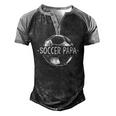 Soccer Papa Family Matching Team Player Sport Lover Dad Men's Henley Raglan T-Shirt Black Grey