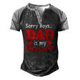 Sorry Boys Dad Is My Valentines Hearts Love Daddy Girl Men's Henley Raglan T-Shirt Black Grey