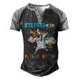 Stepdad Of The Birthday Princess Unicorn Girl Men's Henley Shirt Raglan Sleeve 3D Print T-shirt Black Grey