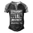 Mens Straight Outta Money Volleyball Dad Men's Henley Raglan T-Shirt Black Grey