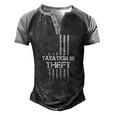 Taxation Is Theft American Flag 4Th Of July Men's Henley Raglan T-Shirt Black Grey