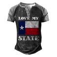Texas State Flag Saying For A Pride Texan Loving Texas Men's Henley Raglan T-Shirt Black Grey
