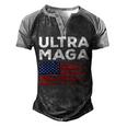 Ultra Maga Proud American Distressed Flag Patriotic Men's Henley Shirt Raglan Sleeve 3D Print T-shirt Black Grey