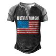 Ultra Maga Us Flag Men's Henley Shirt Raglan Sleeve 3D Print T-shirt Black Grey