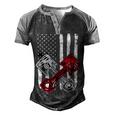 Vintage American Flag Piston Funny Muscle Car Mechanic 558 Trending Shirt Men's Henley Shirt Raglan Sleeve 3D Print T-shirt Black Grey