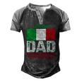 Vintage Italian Dad Italy Flag For Fathers Day Men's Henley Raglan T-Shirt Black Grey