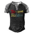 Vintage The Jazzfather Happy Fathers Day Trumpet Player Men's Henley Raglan T-Shirt Black Grey