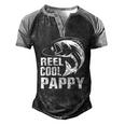 Vintage Reel Cool Pappy Fishing Fathers Day Men's Henley Raglan T-Shirt Black Grey