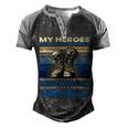 Vintage Veteran Mom My Heroes Dont Wear Capes Army Boots T-Shirt Men's Henley Shirt Raglan Sleeve 3D Print T-shirt Black Grey