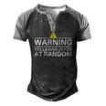 Warning Tells Dad Jokes At Random Fathers Day Men's Henley Raglan T-Shirt Black Grey