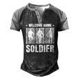 Welcome Home Soldier Usa Warrior Hero Military Men's Henley Raglan T-Shirt Black Grey