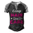 Womens Funny Camping Music Festival Camp Hair Dont Care T Shirt Men's Henley Shirt Raglan Sleeve 3D Print T-shirt Black Grey