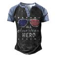 All American Hero Dad 4Th Of July Sunglasses Fathers Day Men's Henley Shirt Raglan Sleeve 3D Print T-shirt Black Blue