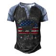 American Flag Golden Retriever Dad 4Th Of July Fathers Day Zip Men's Henley Shirt Raglan Sleeve 3D Print T-shirt Black Blue