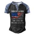 American Flag With Inflation Graph Biden Flation Men's Henley Raglan T-Shirt Black Blue