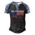 All American Flag Video Gamer July 4Th Boys Kids Men Men's Henley Raglan T-Shirt Black Blue