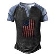 American Flag4th Of July Patriotic Usa Flag Men's Henley Raglan T-Shirt Black Blue