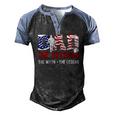 American Veteran Grandpa Dad Veteran Myth Legend Men's Henley Raglan T-Shirt Black Blue