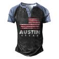 Austin Texas 4Th Of July American Flag Usa America Patriotic Men's Henley Raglan T-Shirt Black Blue
