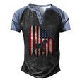 Beagle Dog Usa American Flag 4Th Of July Patriotic Men's Henley Raglan T-Shirt Black Blue