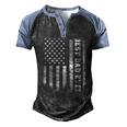 Best Dad Ever Flag American Fathers Day For Dad Son Men's Henley Raglan T-Shirt Black Blue