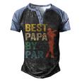 Best Papa By Par Fathers Day Golf Grandpa Men's Henley Raglan T-Shirt Black Blue