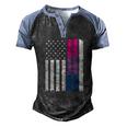 Bisexual Pride Us American Flag Love Wins Lgbt Bi Pride Men's Henley Raglan T-Shirt Black Blue