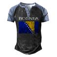 Bosnia-Herzegovina Bosnian Flag Bosnian Pride Bosnian Roots Men's Henley Raglan T-Shirt Black Blue