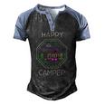 Camper Tee Happy Camping Lover Camp Vacation Men's Henley Raglan T-Shirt Black Blue