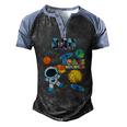 Dad Outer Space Astronaut For Fathers Day Men's Henley Raglan T-Shirt Black Blue