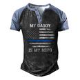 My Daddy Is My Hero Police Officer Thin Blue Line Men's Henley Raglan T-Shirt Black Blue