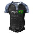 This Definition Of Papai Brazilian Father Brazil Flag Classic Men's Henley Raglan T-Shirt Black Blue